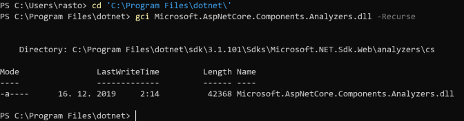 Microsoft.AspNetCore.Components.Analyzers.dll in dotnet directory