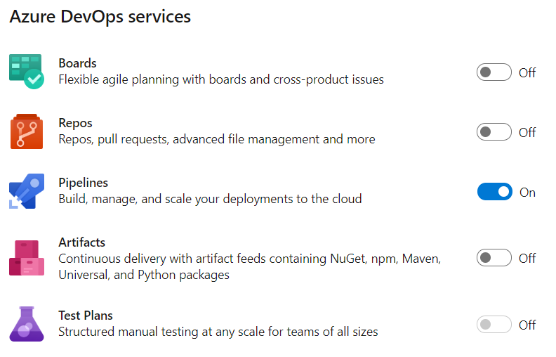 Azure DevOps project services