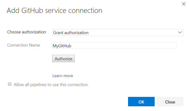 GitHub Service connection