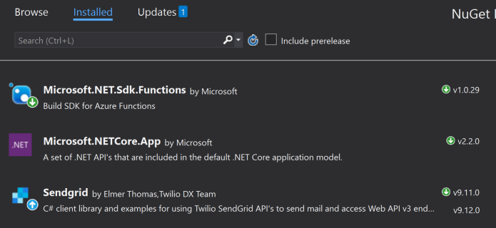 Install SendGrid NuGet package