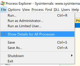 Process Explorer - Admin mode