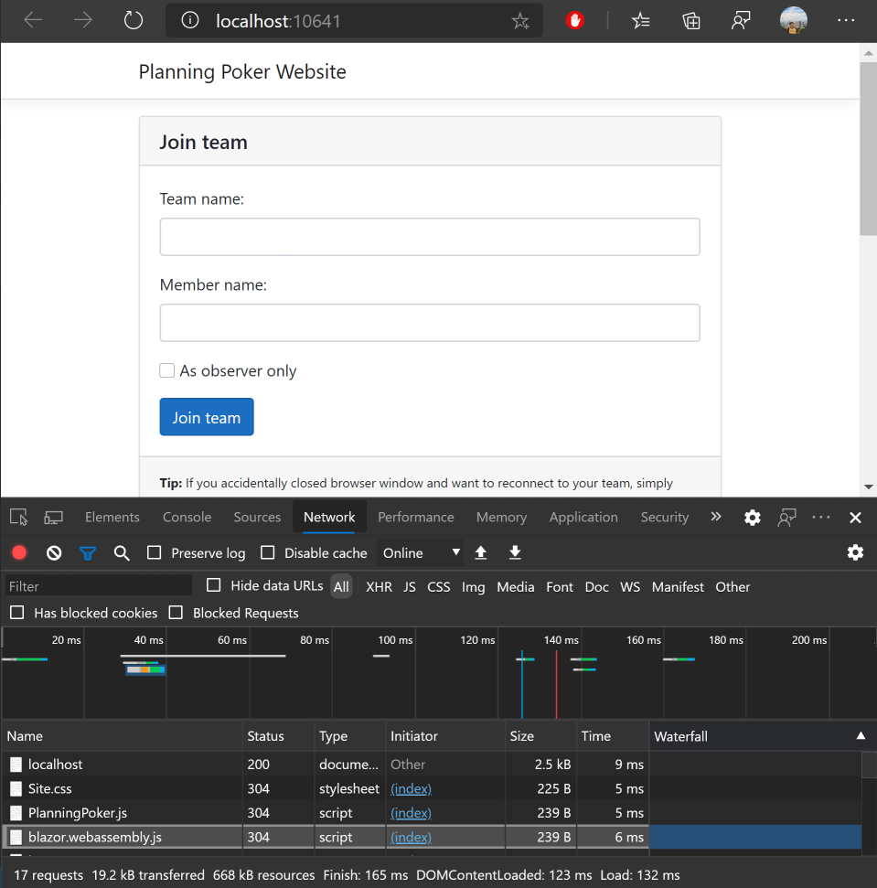 Blazor WebAssembly in browser